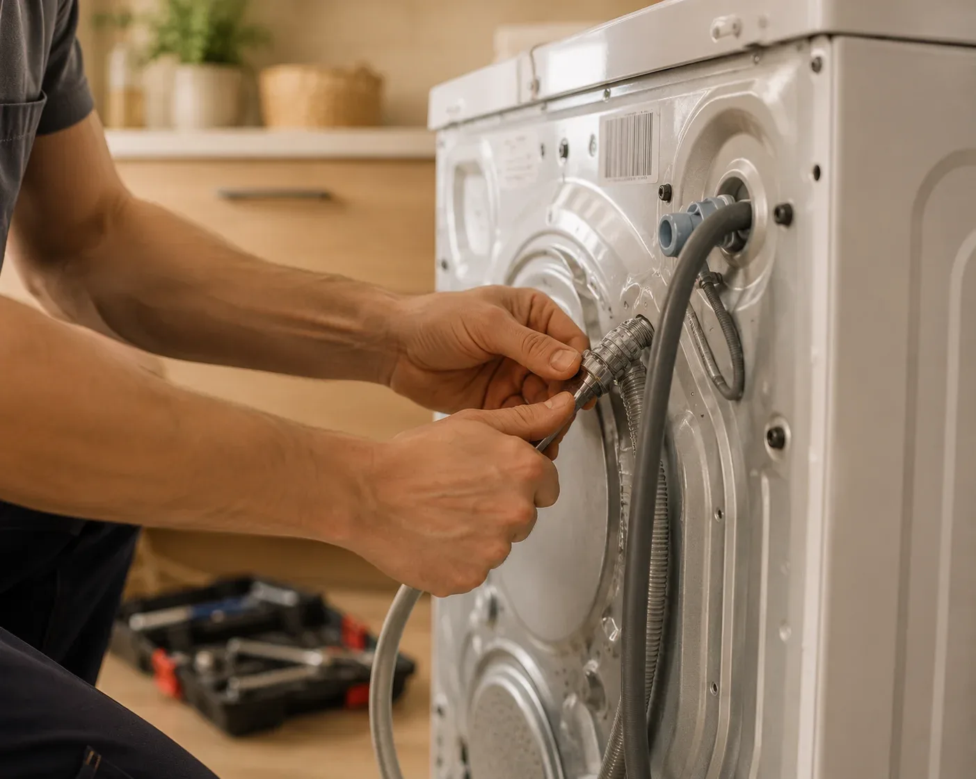 Appliance installation in Brooklyn, NY — technician connecting a new appliance
